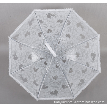 Transparent Long Handle Umbrella Imitates Lace Umbrellas